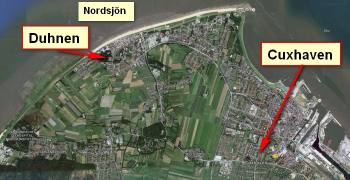 Karta över Duhnen i Cuxhaven